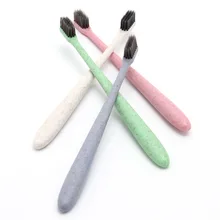 1 шт./лот пшеничной соломы Зубная щётка мягкий тонкий наконечник Зубная щётка es дорожные костюмы Портативный зубы чистка зубов Уход щетка