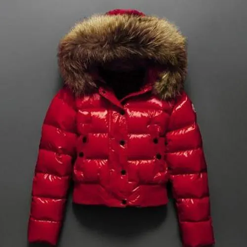 red coat with fur hood womens