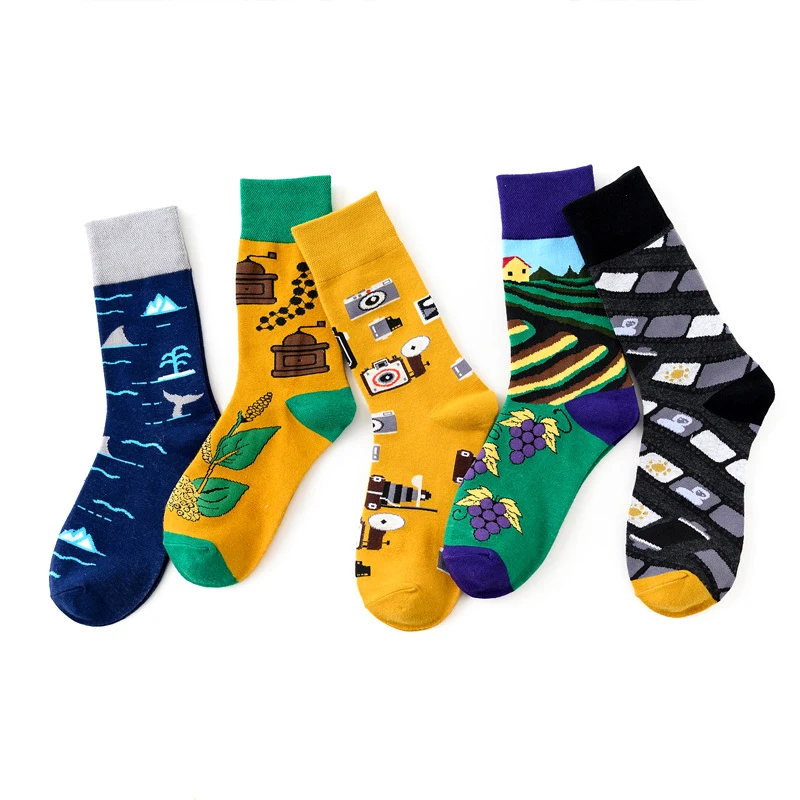 Смешные носки Творческие виноград Модные Стильный скейтборд нейлон Для женщин Повседневное носки мужские короткие носки сумасшедший, счастливый женские хлопковые носки