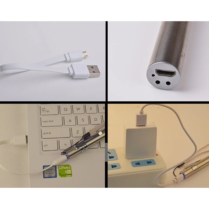 Из нержавеющей стали USB мини карманный фонарик перезаряжаемый брелок лампа