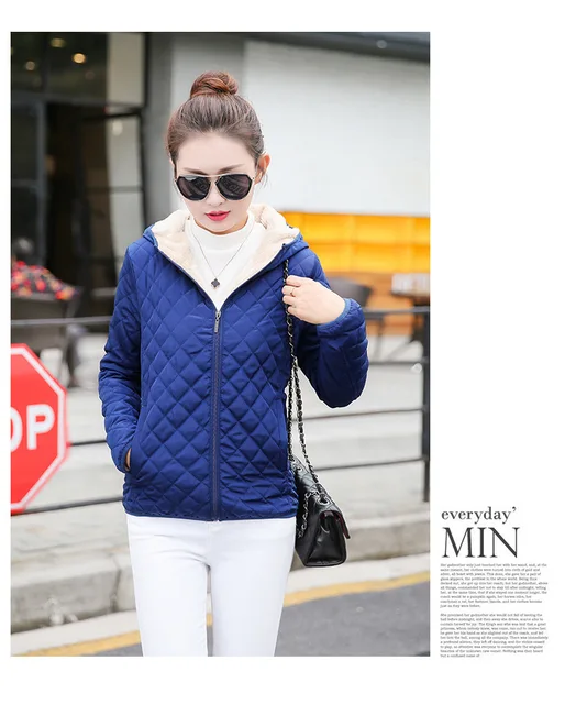 Autumn 2018 New Parkas basic jackets Female Women Winter plus velvet lamb hooded Coats Cotton Winter Jacket Womens Outwear coat -