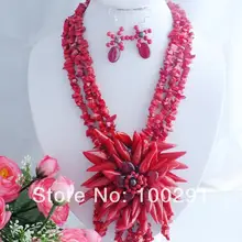 Модное цветочное ожерелье кораллового цвета комплект для Африканский Свадебный MN-768