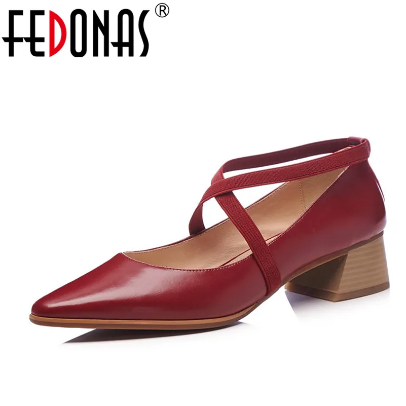 

FEDONAS 2018 Fashion Women Genuine Leather Shoes Woman High Heels Retro High Quality Wedding Shoes Party Shoes Mary Jane Pumps