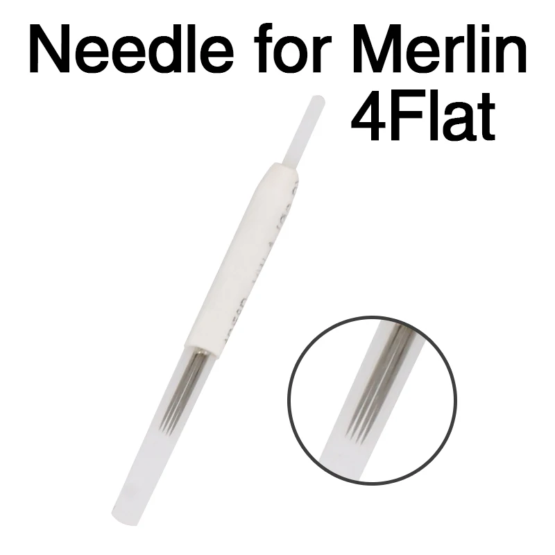 

100pcs 4-prong Flat Dermograph tattoo needles Permanent Makeup Eyebrow Needles 100 pcs needle cap for biotouch merlin