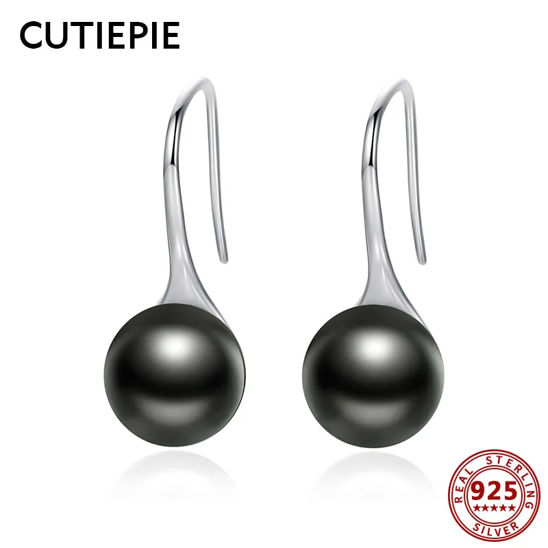 

CUTIEPIE 100% Real 925 Sterling Silver Clear Pearl Drop Earrings for Women Simple Round Earrings Classic Silver Jewelry Gifts
