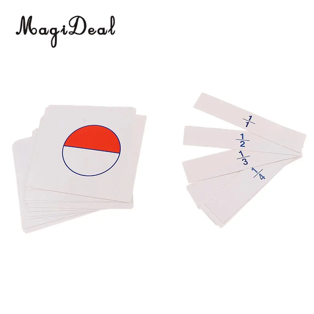 MagiDeal 1 Set Montessori Math Teaching Aids Kids Early Childhood Education Digital Fraction Card for Learning Mathematics Toy