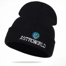 Новинка, вязаная шапка Travi$ Scott ASTROWORLD, шапка с вышивкой, Astroworld, лыжная теплая зимняя шапка унисекс, Трэвиса Скотта, Skullies& Beanies