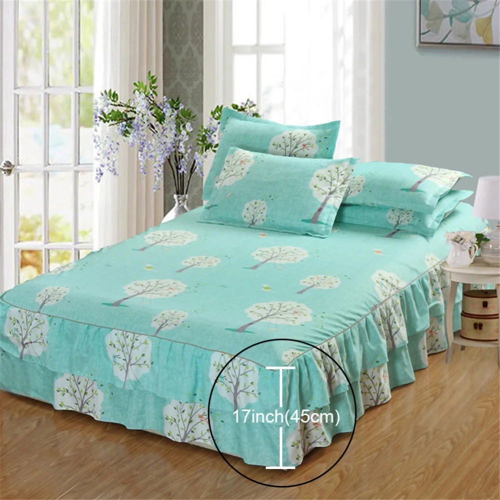 

Plaid Pattern Double Layer Bed Skirt Home Textile Bedspread Satin Cotton Bed Sheet for Bedroom Bed Skirt or Pillowcase 150x200cm