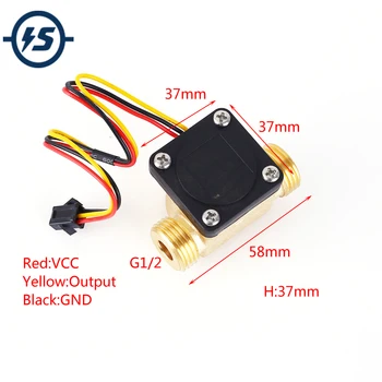 

DC 5V-24V 1/2" Water Flow Sensor Hall Sensor G1/2 Flowmeter 1.75Mpa 1-30L/min For Water Heater