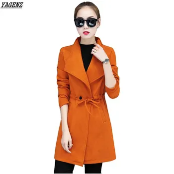

YAGENZ 2017Women Winter Autumn Jacket Long Women Coat Pure Color Lace-up Slim Woolen Coat Spring Female Jacket Casual Tops K106