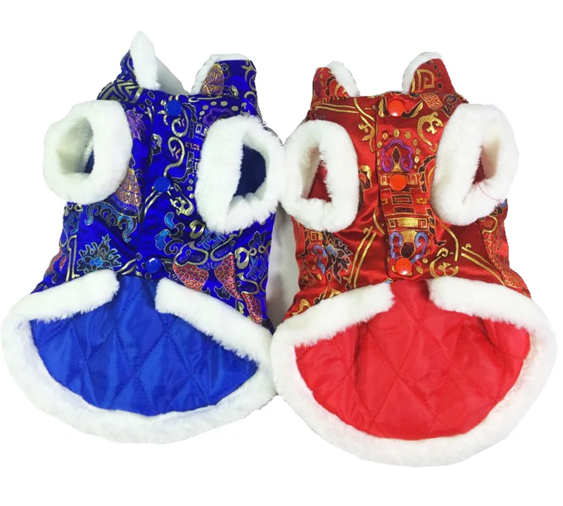 Pet dog cat new year coat dog coat pet clothes with Chinese style new year costume pet coat Chinese button S-3XL sizes supply Pet dog cat new year coat dog coat pet clothes with Chinese style new year costume pet coat Chinese button S-3XL sizes supply