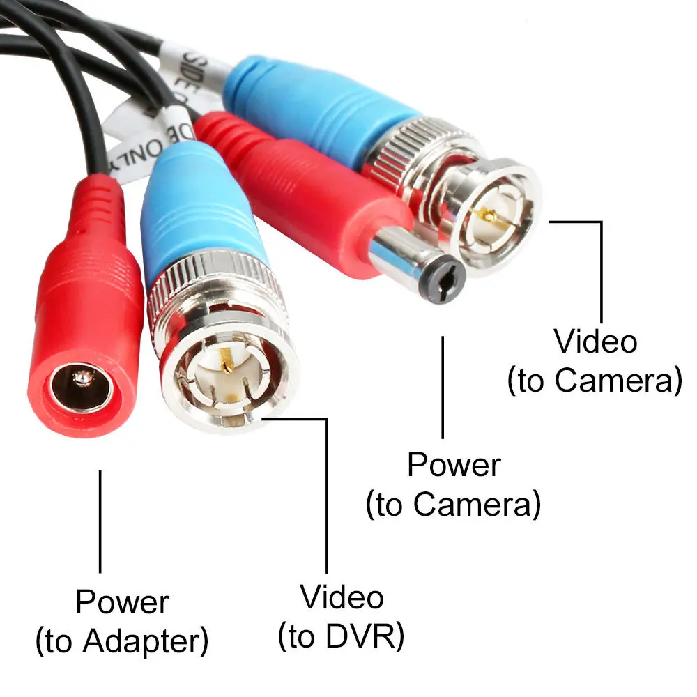  ZOSI 4-Packed 18M/60 Feet BNC Video Power Cable For CCTV Camera DVR Security System Black Surveilla - 32767862526