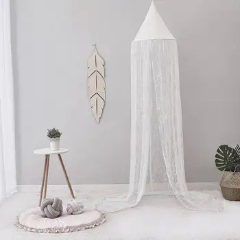 

Nordic Nursery Room Hanging Lace Bed Canopy Ins Style Dome Hanging Mosquito Net For Kids Girls Room Fairytale Decoration