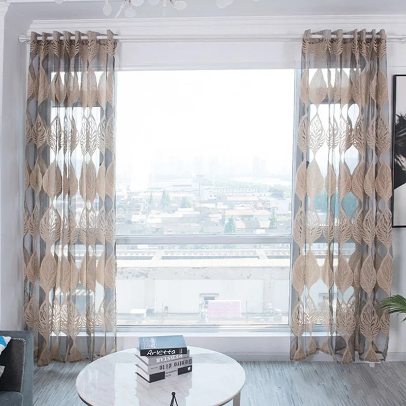 

Hot Sell Sheer Curtain Drape Panel Sheer for Bedroom Soft Window Screening Durable Curved Leaf Curtain Hall Decoration