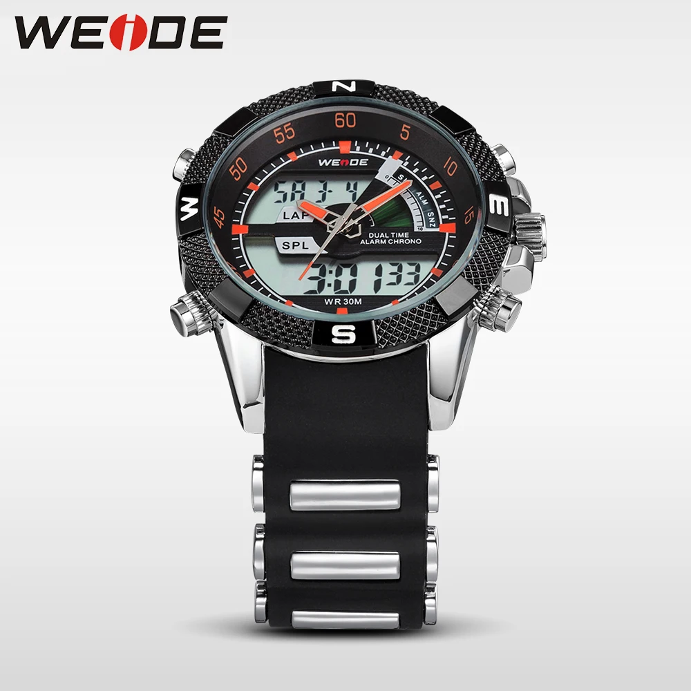WEIDE Мужские Наручные Водозащитные Часы Спортивные Аналого Цифровый Двойной