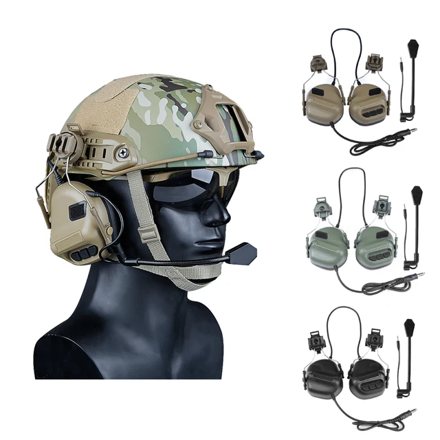 US $19.15 2019 Newest Tactical Headsets with Fast Helmet Rail Adapter Military Airsoft Shooting Headset Army 