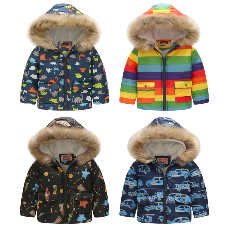 Cute Car Winter Kids Jacket Boys Outerwear Coats Active Boy Windbreaker Cartoon Sport Suit For Chil