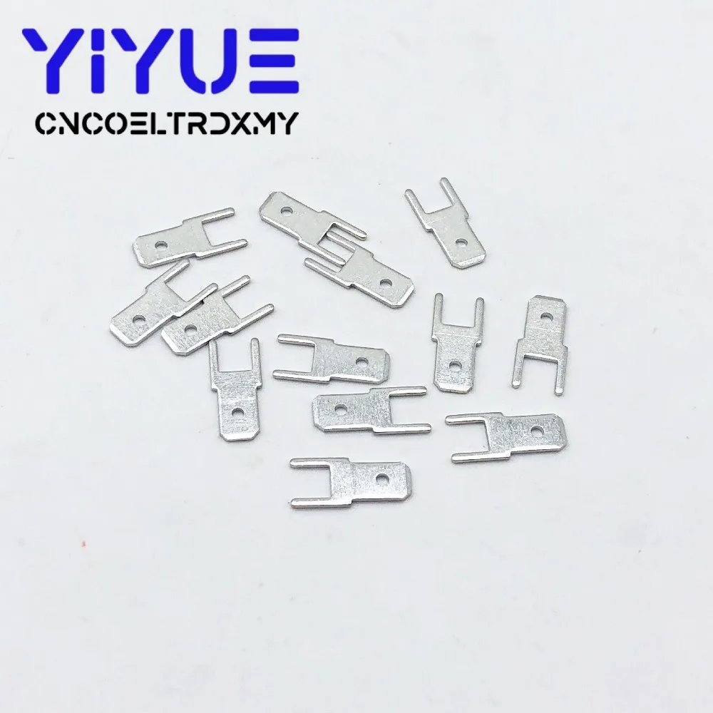 100Pcs 4.8 Inserts Plug male Terminal 250 PCB Solder lug thickness 0.8 two legs ,PCB welding sheet (3)