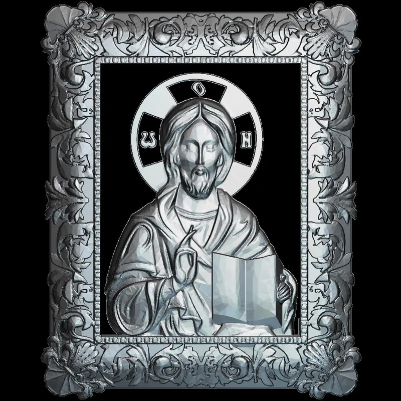 

Icon of Jesus Christ 3d model for cnc STL format Religion 3d Relief Model STL Router 3 axis Engraver ArtCam