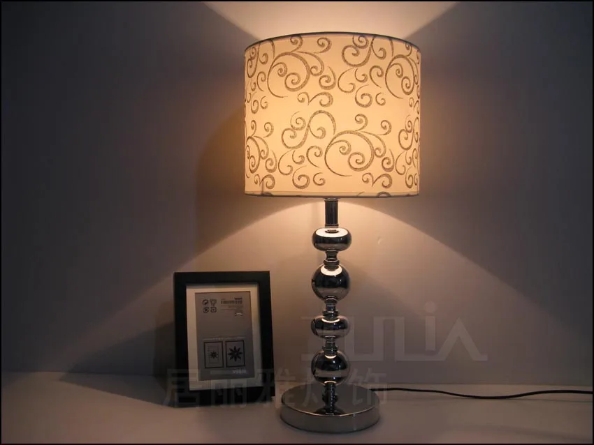 European style simple bedroom bedside table lamp bright silver living