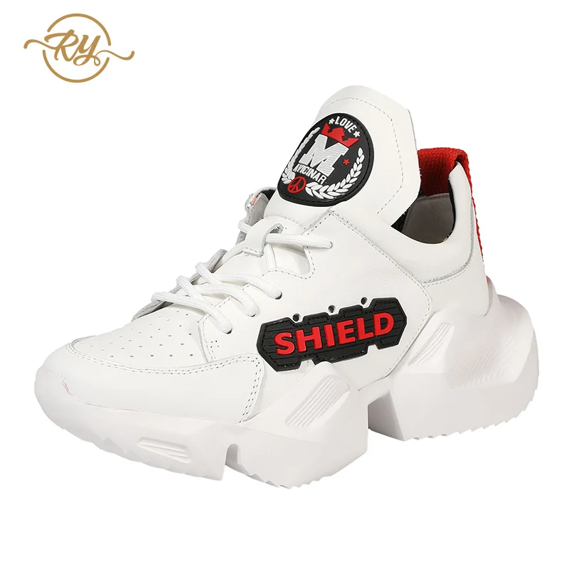 2018 Blanco Mujer Negro Plataforma Ry Genuino Deporte Negro relaa Zapatos Zapatillas Cuero blanco De wf5nxxSRYq