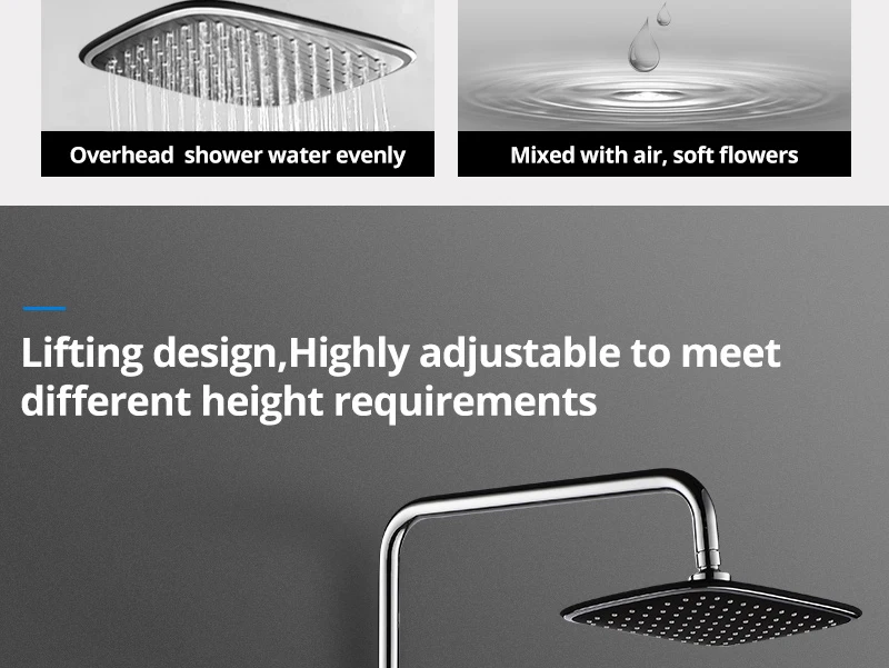 hm Black Rainfall Thermostatic Shower Faucet Set Single Lever Brass Mixer Valve Rack Bath Shower Mixers Rack shower set (21)