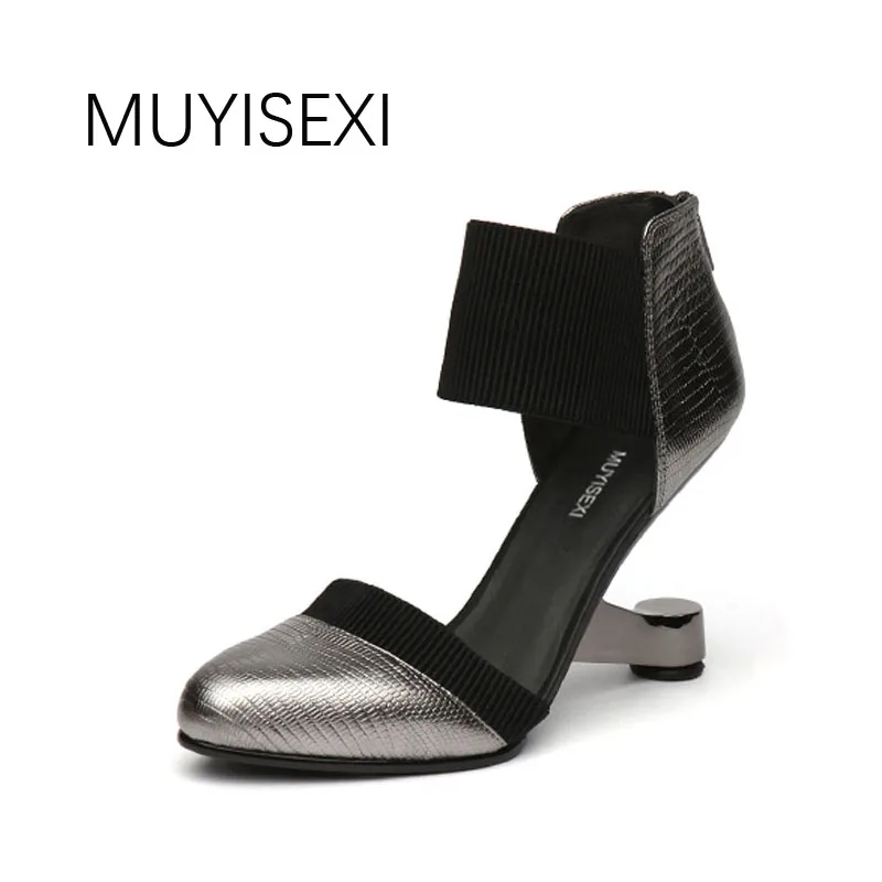Acheter Talons Femmes Chaussures D Oray Deux Pièce Bout Rond Chaussures En Métal Haute Chaussures Femme Pompes Couleur Mélangée HL55 MUYISEXI