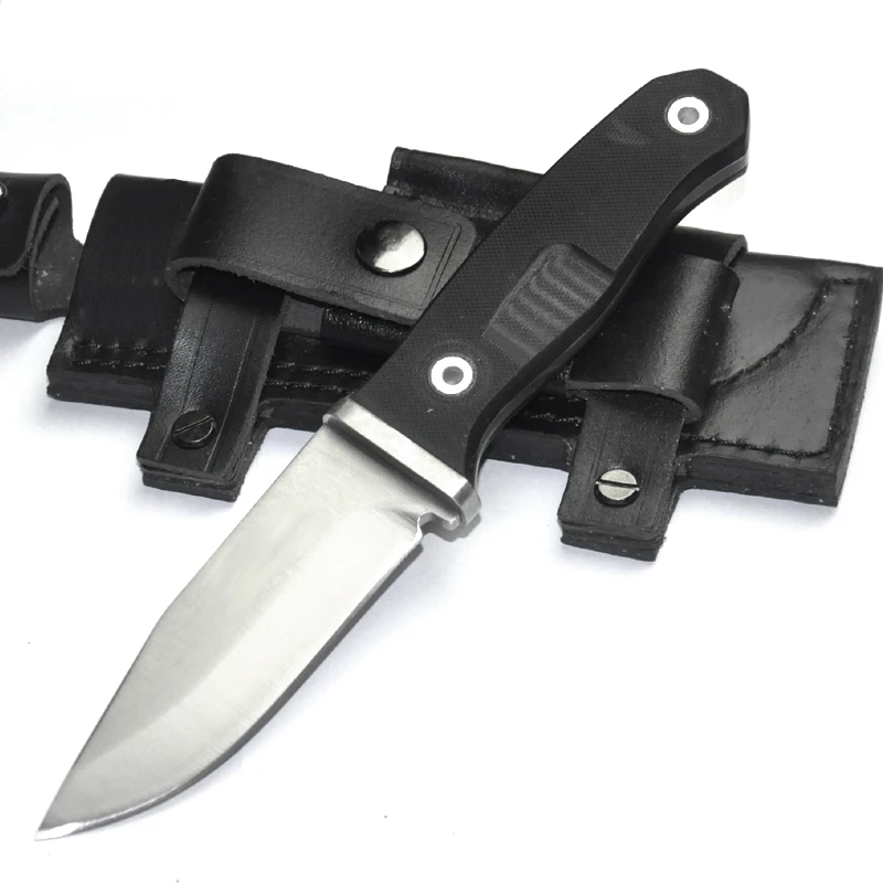 SDIYABEIZ G10 Handle Survival Knife Fixed Blade Knives Hunting Camping Knife ATS-34 Steel Full Blade knives & Leather sheath