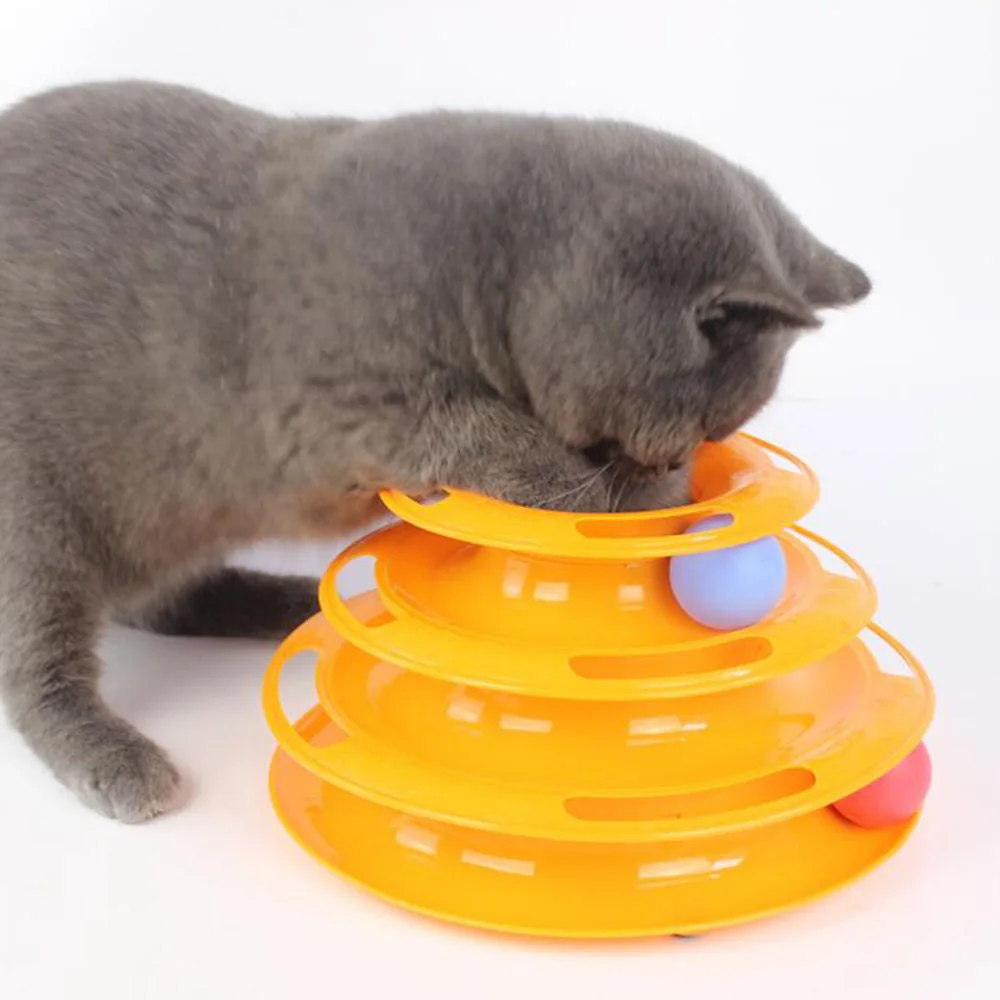 Милый Кот поворотный стол кошачий мячик карусель домашнее животное развитие ума трехслойная вращающаяся питомца Интерактивная кошачья башня игрушки 250gE