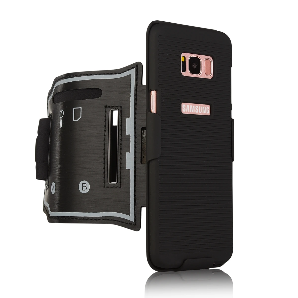 عالية الجودة تدوير حامل هاتف رياضة الجري الركض الذراع حالة الفرقة شارة لسامسونج galaxy S8 S8 زائد S8 + الصلب عودة حالة