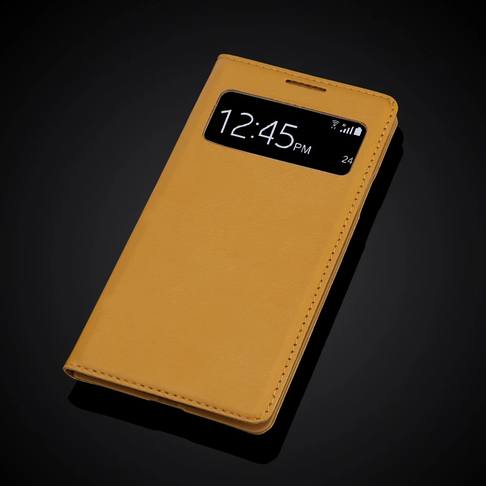 S4 чехол Dormancy, автоматическая функция, сумка для мобильного телефона samsung Galaxy S4 SIV i9500, кожаный флип-чехол с окошком для просмотра - Цвет: Цвет: желтый