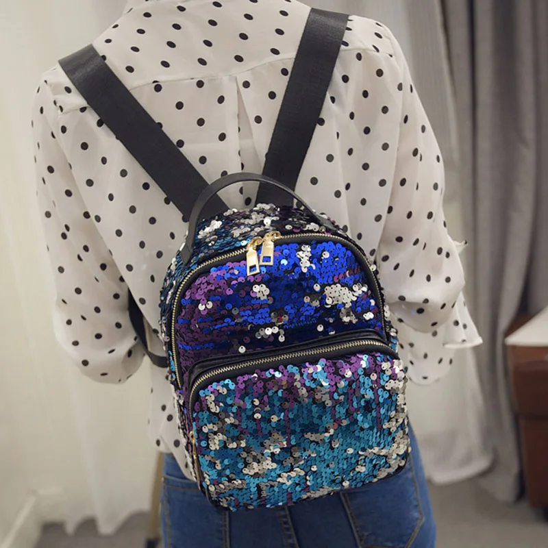 Women Sequined Backpack PU Leather Small Sequins Female Backpacks New Arrival Bling Designer Travel Girl Rucksack Mochila BP0198 (22)