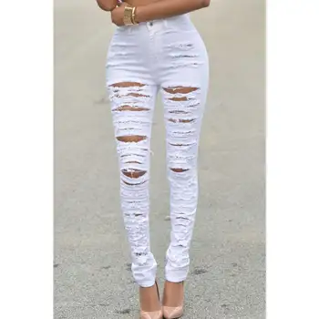 

Jean Taille Haute Black Jeans White Jeans 2016 Denim Destroyed High Waist Skinny Jeans Women