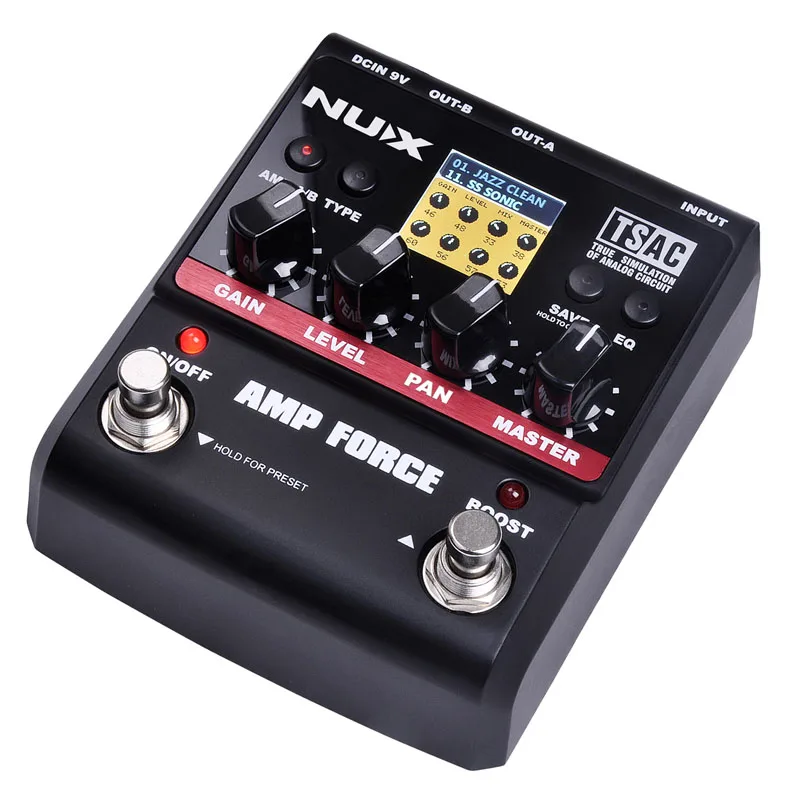 NUX AMP Force Guitar Effect Pedal Stomp Boxes DSP Modeling Amp