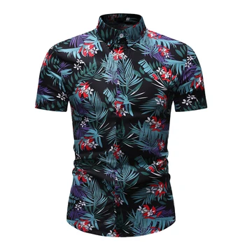 

Fashion Floral Shirt Men Summer New Short Sleeve Mens Dress Shirts Beach Casual Hawaii Shirt Male Chemise Homme Camisa Hombre