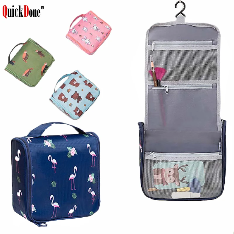 

Cartoon Flamingo Pattern Cosmetic Bag Female Outdoor Portable Travel Zipper Makeup Toiletry Organizer Wash Bag Kit Holder DK0051