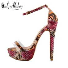 onlymaker Women's Snake Sexy High Heel Stiletto Sandals Platform Pumps Ankle Strap Open Toe Single Band Dress Party Shoes plus u
