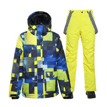 SMN мужской зимний костюм Одежда Спорт на открытом воздухе костюм Сноубординг наборы водонепроницаемая ветрозащитная пропускающая воздух Лыжная куртка и ремень штаны для сноуборда