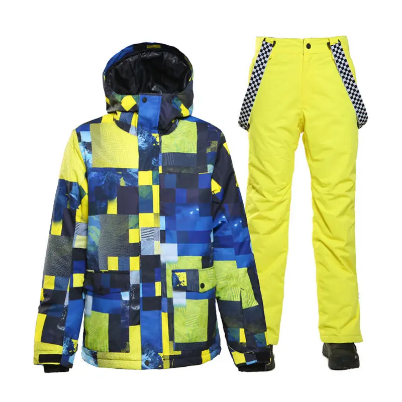 

SMN Men's Snow suit wear outdoor sports costume snowboarding sets waterproof windproof Breathable Ski Jacket and Strap Snow pant