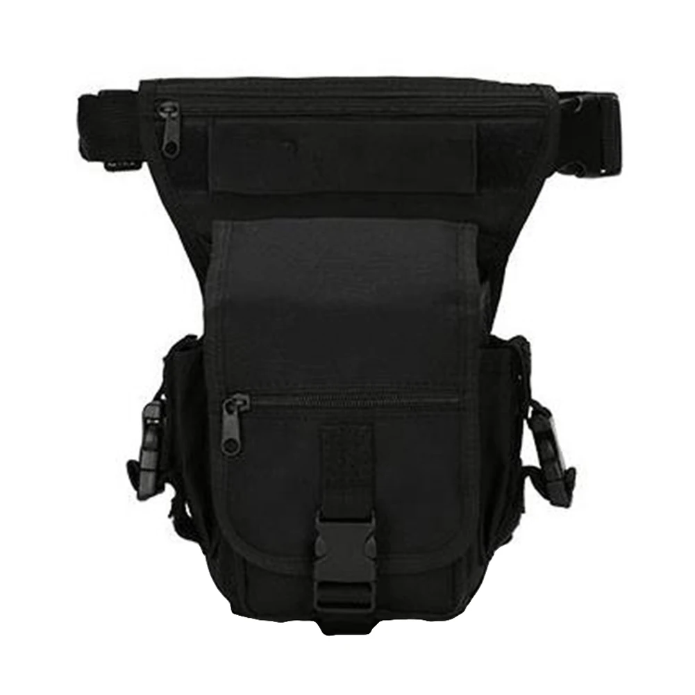 Мужская портативная уличная сумка для ног многофункциональная камуфляжная поясная сумка - Цвет: Черный