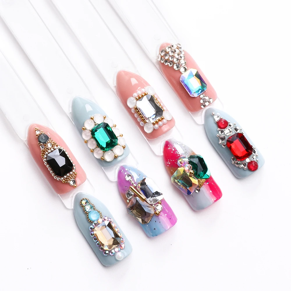 10pcs/lot AB Nail Rhinestones Octagon Art Decorations Flat Back Strass 3D Crystal Gems Manicure Decor TR714 1|Стразы и украшения| |