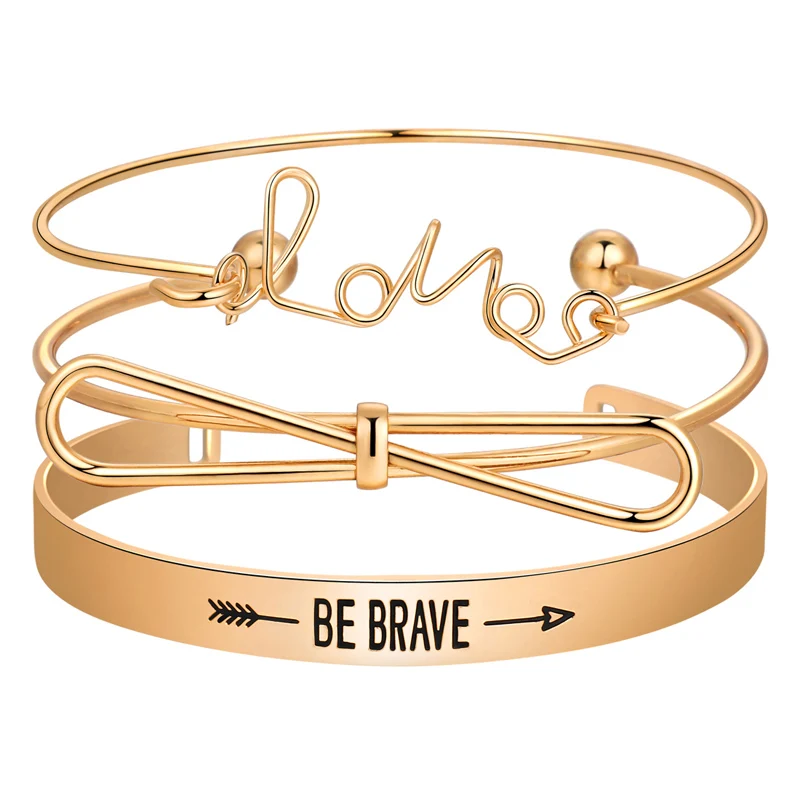 

Hesiod Luxury Multialyer Gold Silver Color Brave Bowknot Heart Bangle Bracelet for Women Mix Style