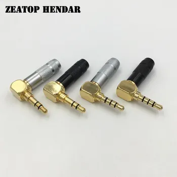 

50Pcs Right Angle 3.5mm 3 4 Pole Audio Jack 3.5 Stereo Male Plug for DIY Repair Headphone Earphone 6mm cable Black and Silver