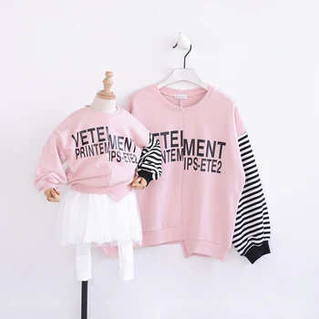 

HT2008 Spring Autumn Clothing Mother&Daughter Top family costumes child Clothes Kids Sweatshirt Girl Long Sleeve T-shirt