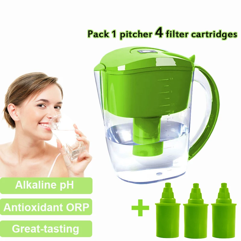 3.5L Alkaline Ionized Water Filter Pitcher Best Home Water Purifier Jug Filters with Total 4