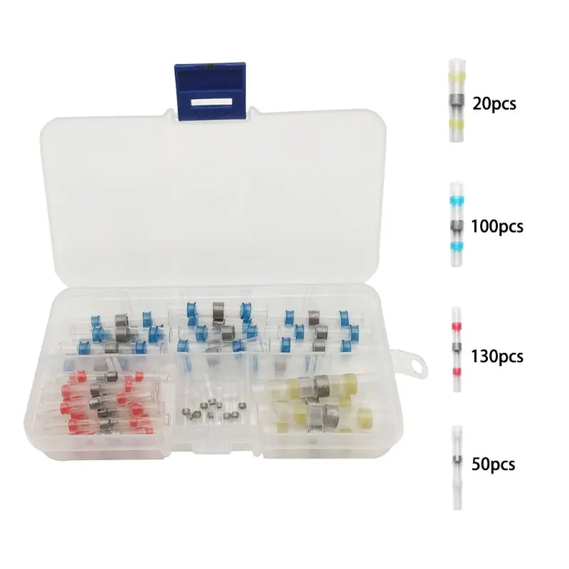 100 шт-300 шт припой уплотнение провода Комплект разъемов, термоусадочный стыковой разъемы, водонепроницаемые и изолированные клеммы электрических проводов