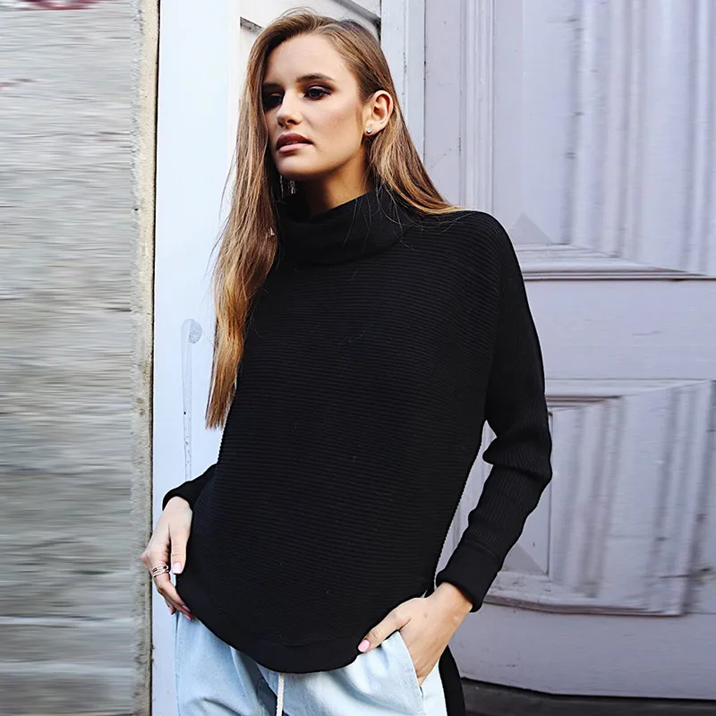 Vintage Turtleneck Sweater Women Knitting Irregular Pullover Winter Long Sleeve Knitted Sweater Jumper Casual Pull Femme 201708