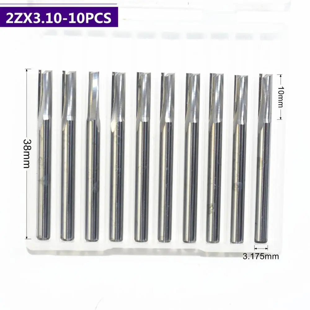 3.175mm*10mm,10pcs,free Shipping 2 Straight Flutes Bit,cnc Machine