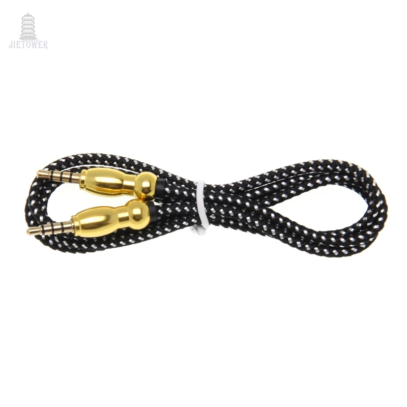 500pcs lot 2018 NEW HOT SALE Braided Metal Gourd Head AUX Car Audio Cable 3 5mm Car Audio Male to Male Audio Cable for headphone