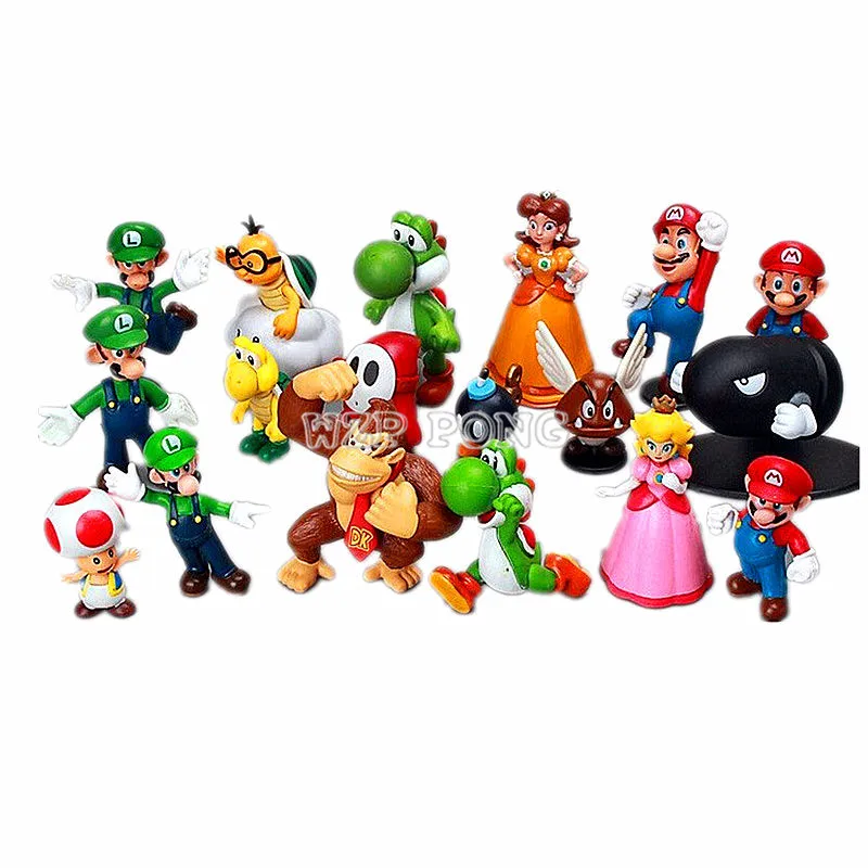 18 Pcs/lot Game Super Mario Bros Luigi PVC Action Figures Mario Collection Doll Kid Toys Brinquedos Gifts